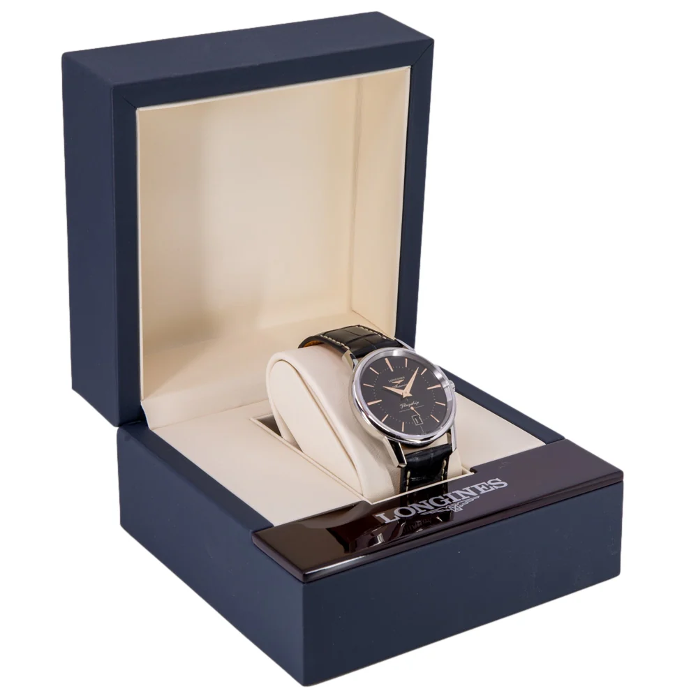 Longines Men's L4.795.4.58.0 Heritage Black Dial Watch - Image 3